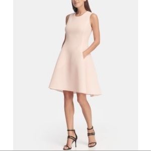 DKNY waffle knit pink fit and flare dress sz 12